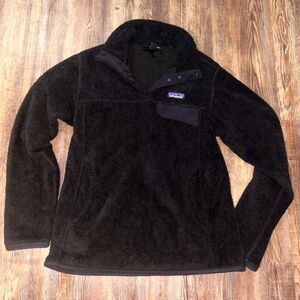 Patagonia Polartec Black Snap-T Fleece Pullover Jacket Size Medium w/ Arm Patch
